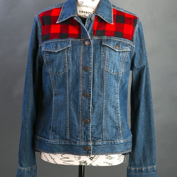 Eddie Bauer denim jacket women's jean upcycled Med - Picture 1 of 11